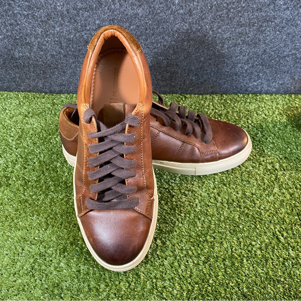 Nordstrom Simon Leather Sneakers Men’s Size Us 9 Low Top Lace-Up Brown/Cognac